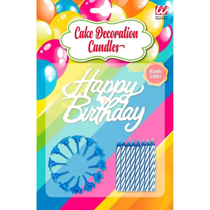 16 Blaue Kuchenkerzen