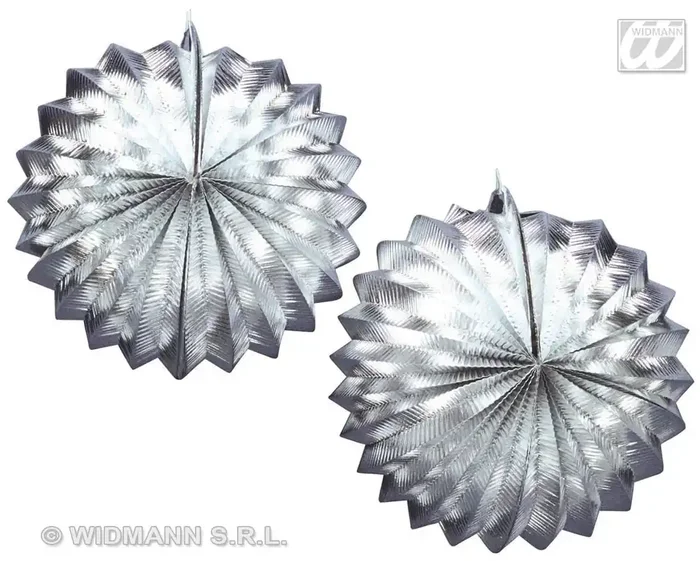 2 Zilver Metallic Lampions, 25 Centimeter