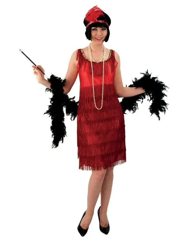 20s Flapper Kleid Rote Frau Damen