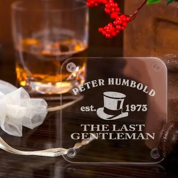 4 Acryluntersetzer Last Gentleman mit Name und Geburtsjahr