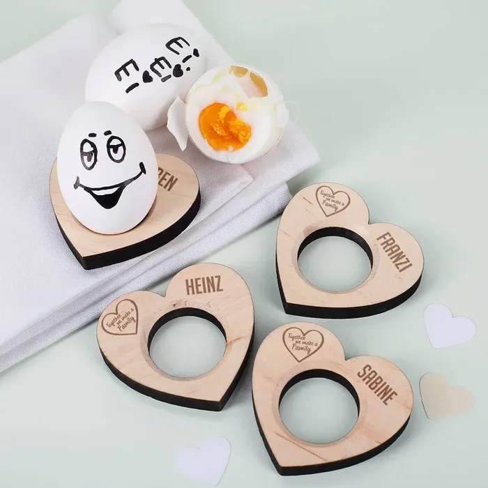 4er Set Eierbecher mit Gravur – Family