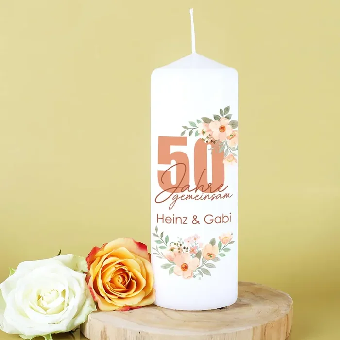 50 Jahre gemeinsam – Kerze zur Goldhochzeit mit Namen