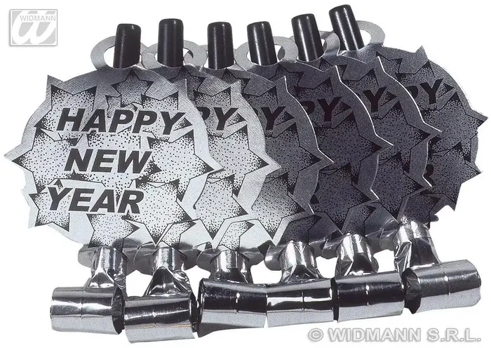 6 Happy New Year Roltongen Zilver