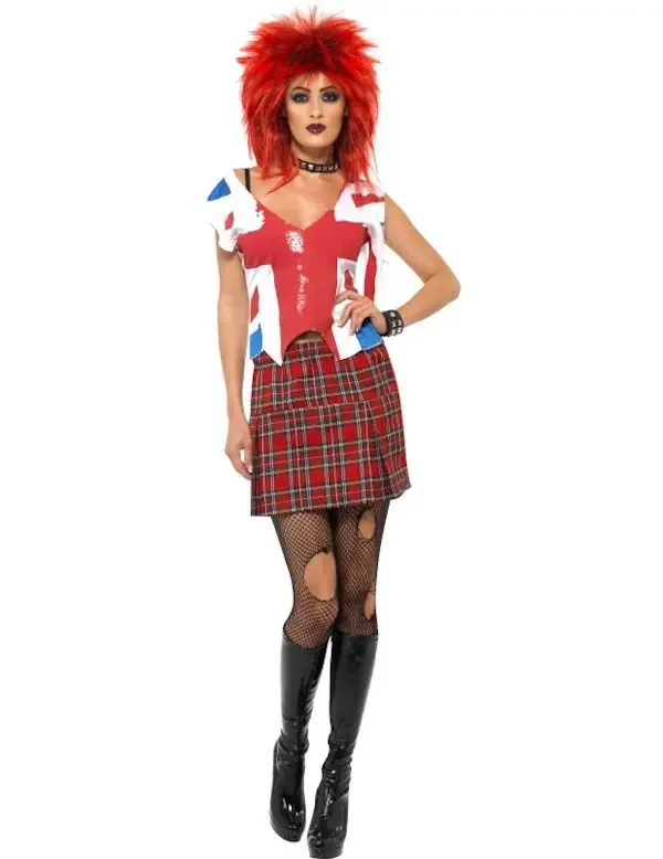 80er -Jahre Punk Mädchen Frau Kostüm Damen