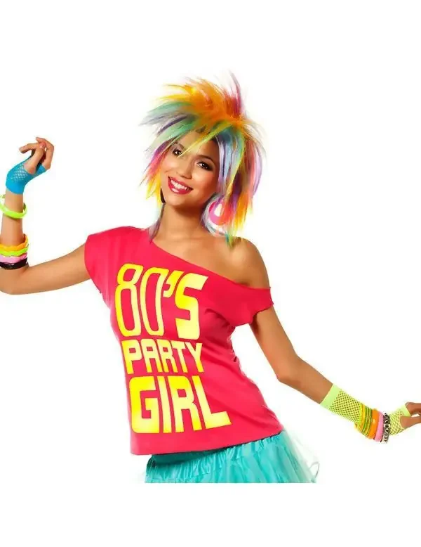 80s Party Girl Shirt Roze