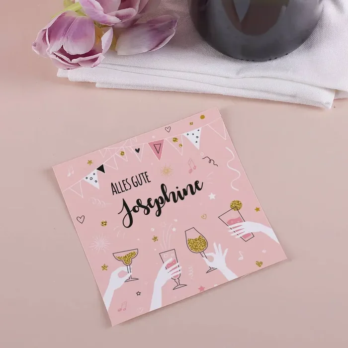 Alles Gute – Flaschenetikett mit Party-Motiv zum Geburtstag