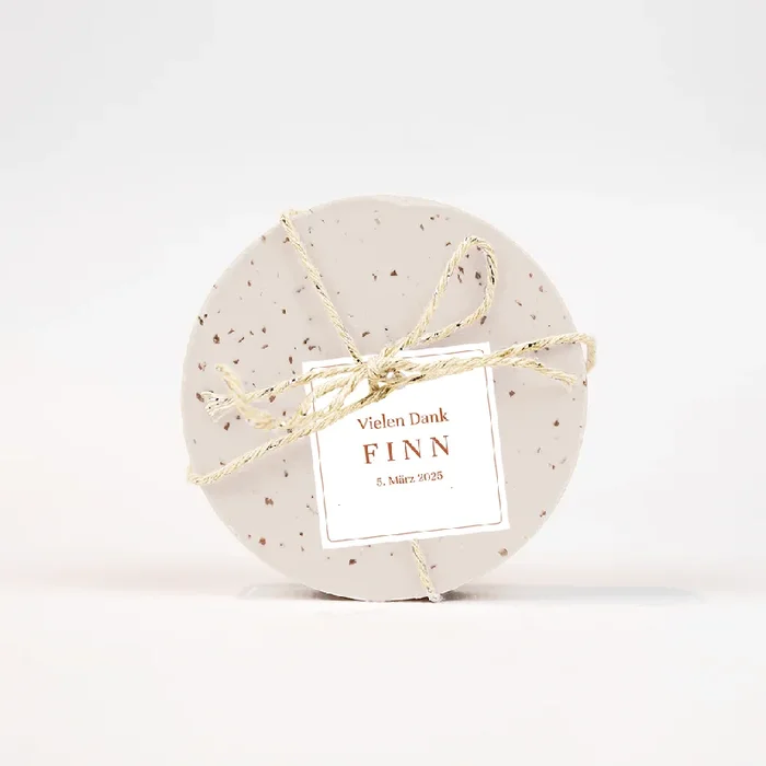 Anhänger für die Dankeskarte zur Geburt mit Namen und Rahmen