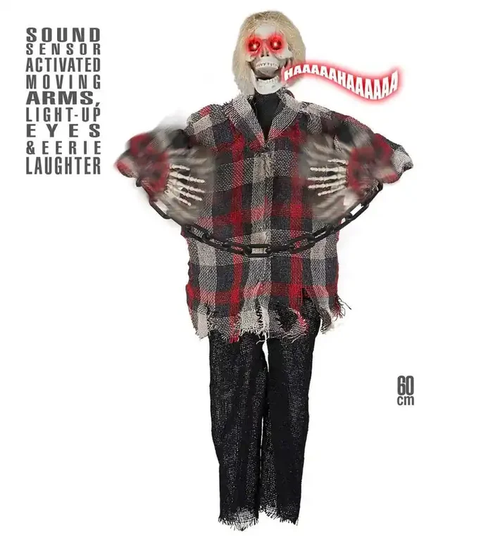 Animatie Geketend Skelet Met Beweging En Licht Lichtgevend