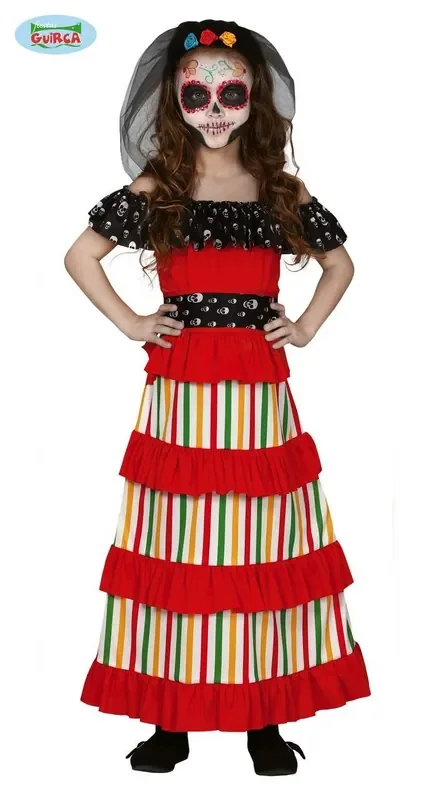 Anständiger Tag Des Toten Flamenco -Tänzers Kostüm für Mädchen