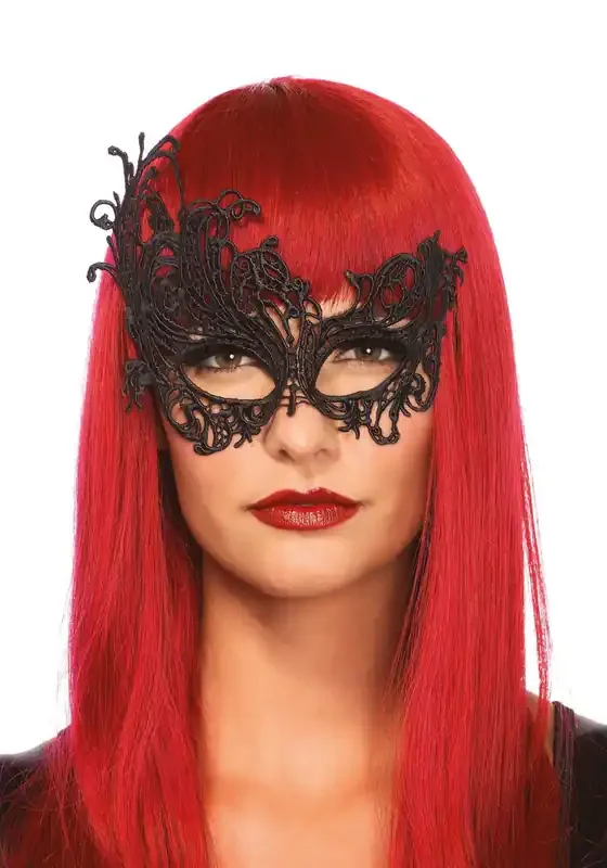 Asymmetrische Venezianische Katzenmaske Schwarz