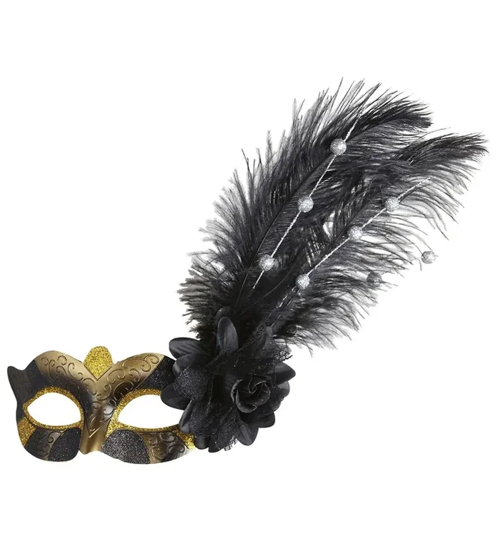 Augenmaske Gold / Schwarz Mit Rose Und Dekoration