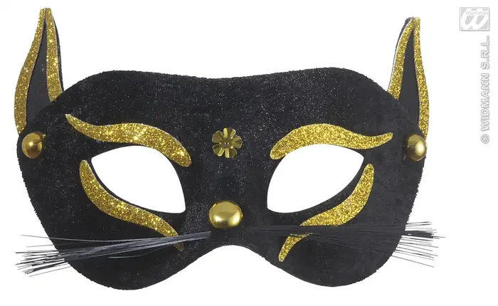 Augenmaske, Schwarze Katze Mit Goldenem Glitzer