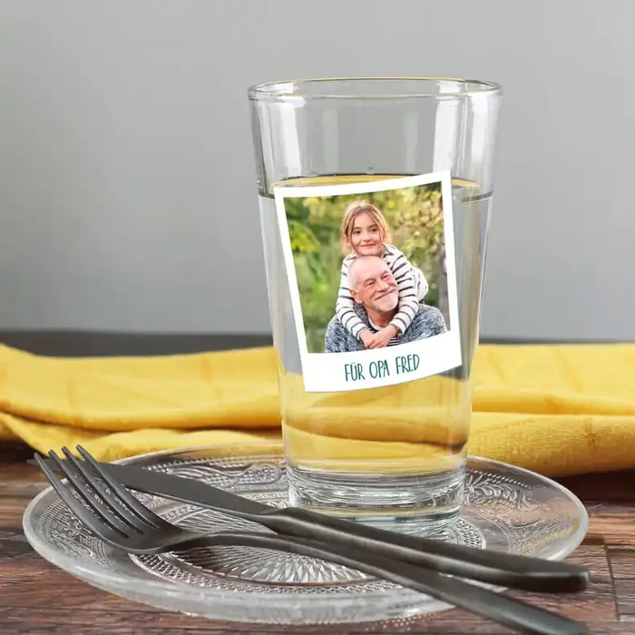 Bedrucktes Fotoglas mit Ihrem Wunschtext