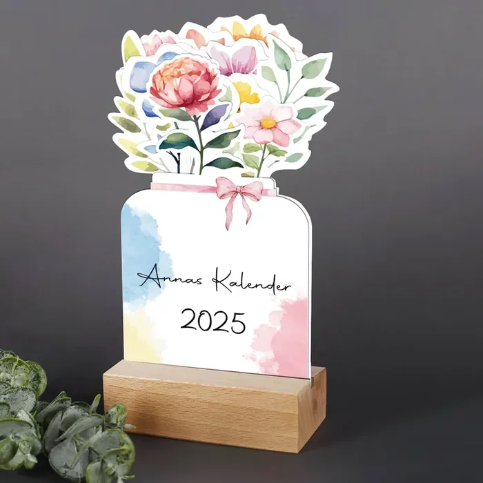 Besonderer Blumenstraußkalender im Watercolor-Stil mit Wunschtext