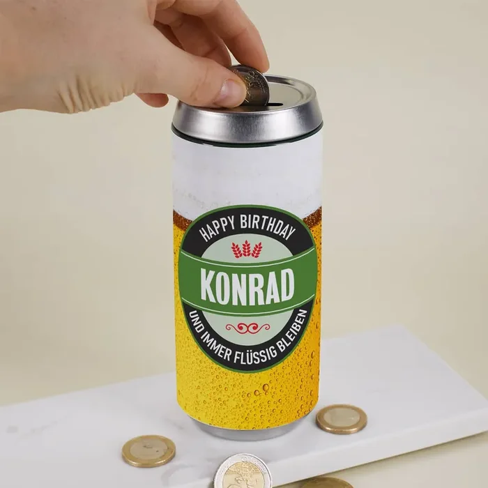 Bier Spardose mit persönlichen Wunschtexten