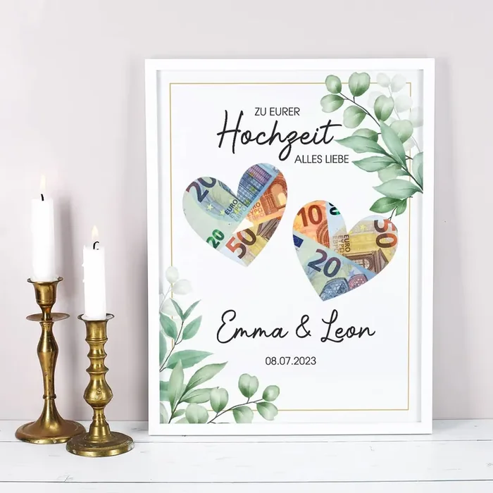 Bilderrahmen zur Hochzeit als Geldgeschenk