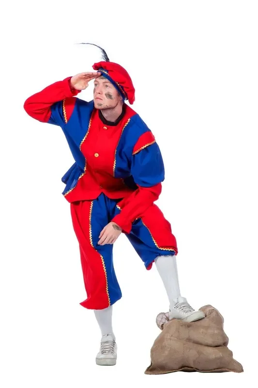 Blauw-Rode Piet Bi-Stretch Pete-Anzug Herrenkostüm