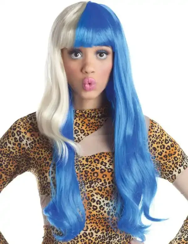 Blond Met Blauw Diva Pruik