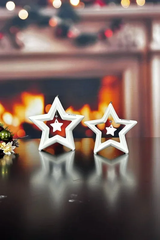 Deko Stern Saphira mit Sternhänger innen creme-weiß