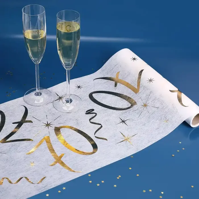 Deko Tischläufer aus Vlies zum 70. Geburtstag – gold