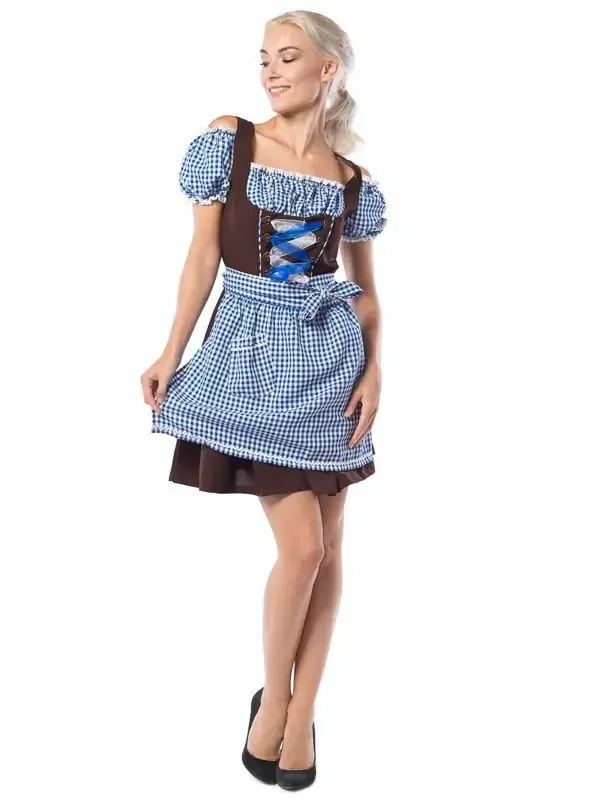 Dirndl Dorothea Blau / Braun Damenkostüm