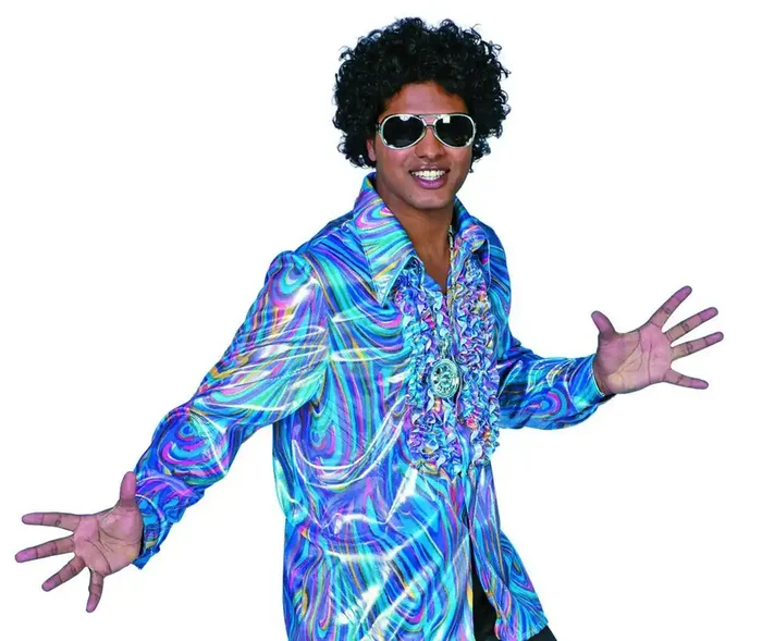 Dolle Ruchesblouse Disco Herren