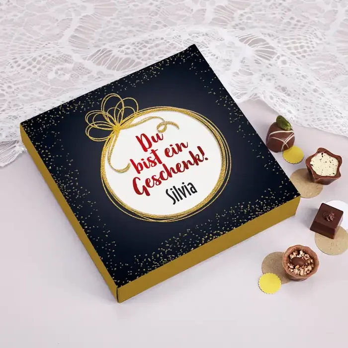 Du bist ein Geschenk – Lindt Pralinen mit Name, 100g