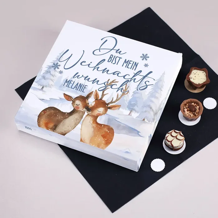 Du bist mein Weihnachtswunsch – 100g Lindt Pralinen mit Ihrem Wunschnamen bedruckt