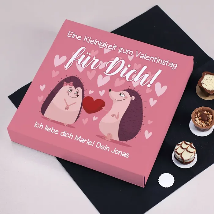 Eine Kleinigkeit zum Valentinstag – 100g Lindt Pralinen mit Ihrem Wunschtext bedruckt
