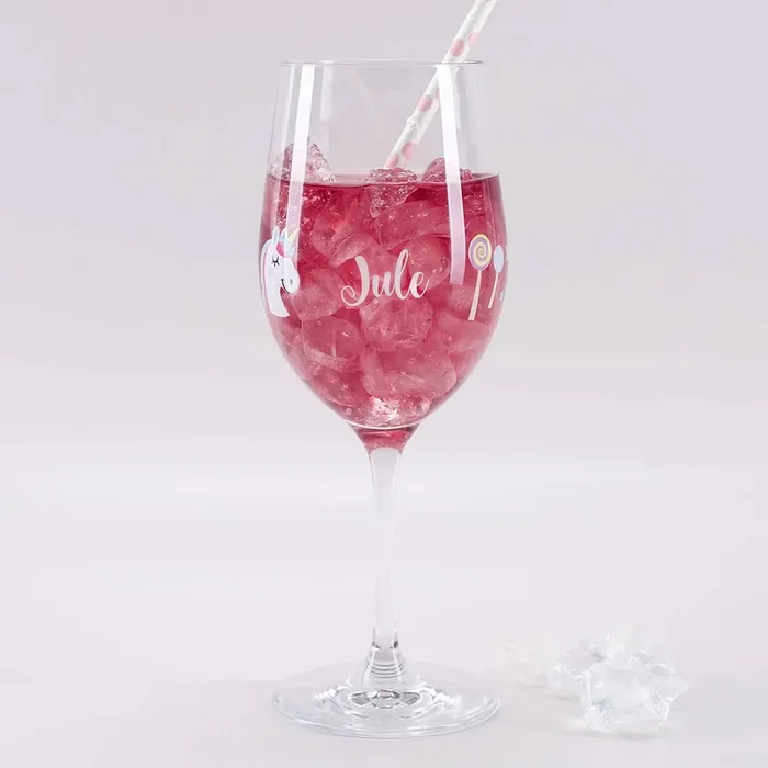 Einhorn-Weinglas mit Ihrem Wunschnamen