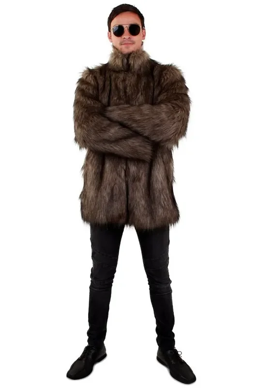 Endlose Sibirische Winterpool -Pelzjacke Braun Herren