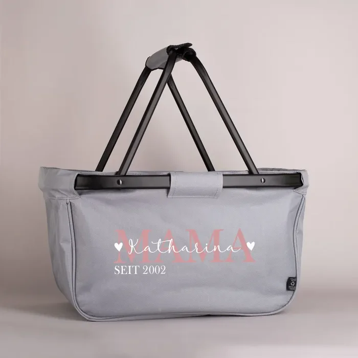 Faltbarer Einkaufskorb – Mama seit – mit persönlichem Aufdruck