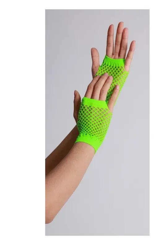 Fingerlose Handschuhe Kurzes Netz Neongrün