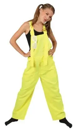 Funky Disco Dungare Kids Neon Gelb Kostüm für Kinder