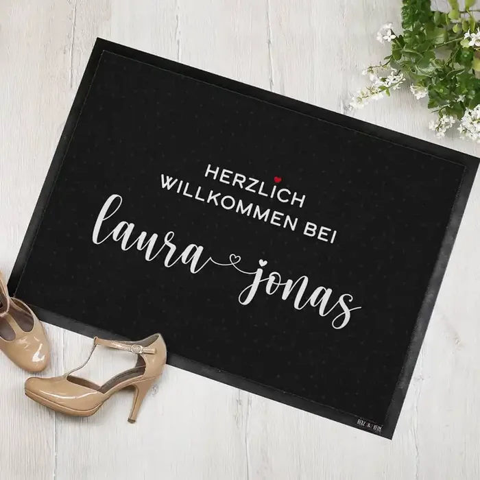 Fußmatte mit Herzdesign für Paare & Familien 70 x 50 cm