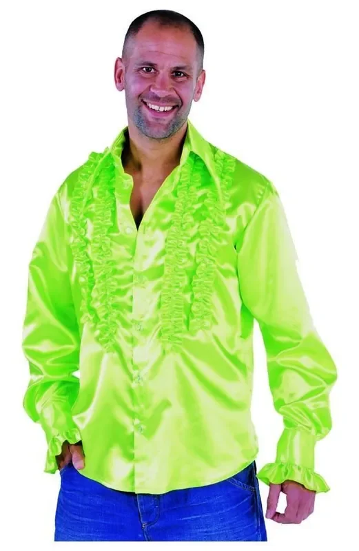 Getailleerde Ruches Blouse Stiekem Dansen Neon Groen Man