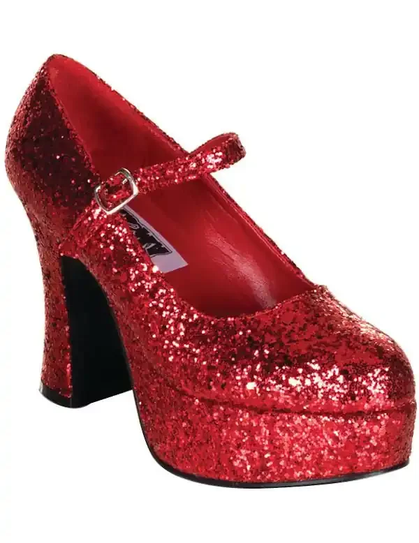 Glitzerschuhe Rote Frau