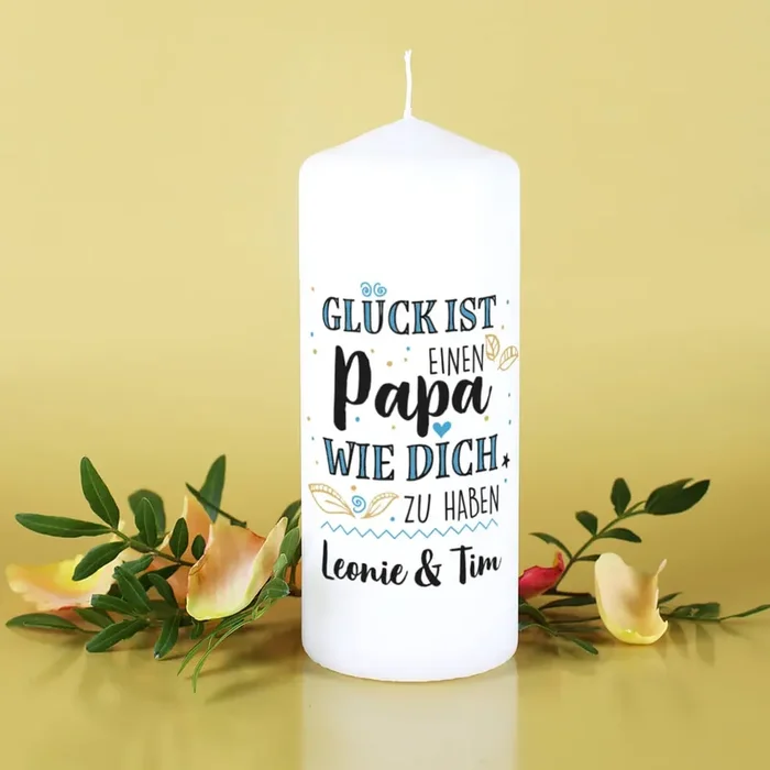 Glück ist, einen Papa wie dich zu haben – Kerze mit Wunschtext