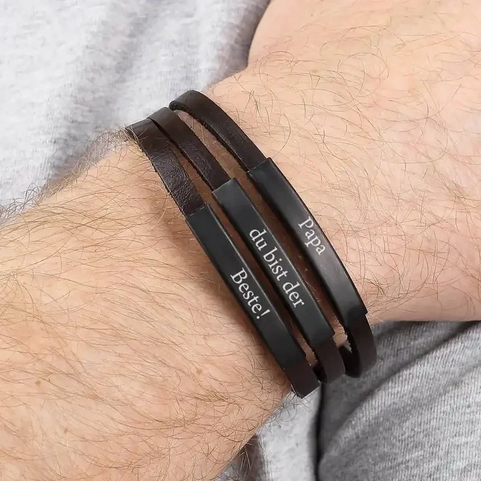 Graviertes Männer Armband mit 3 Wunschtexten