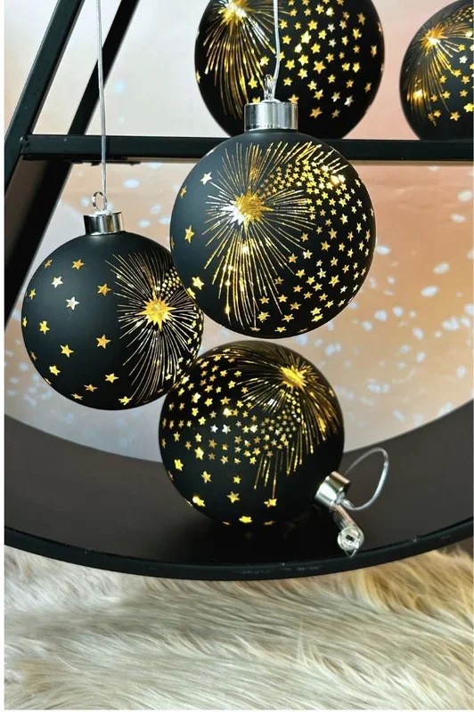 Hänger Glaskugel Spirit LED schwarz