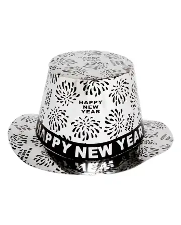 Happy New Year Zylinder silbern