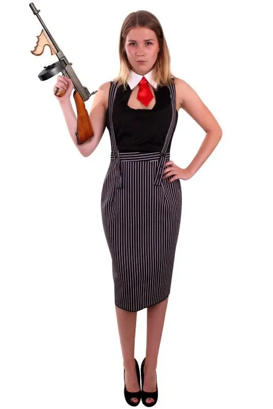 Kreidestreifen Gangster Dame Damenkostüm