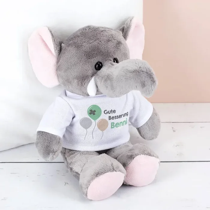 Kuscheltier Elefant – Gute Besserung mit Name