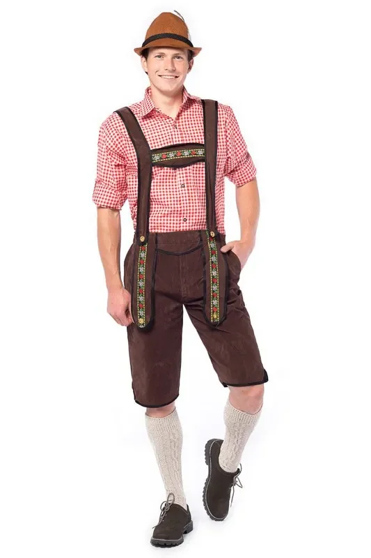 Langer Brauner Tirolischer Lederhose Schweinsteiger Herren