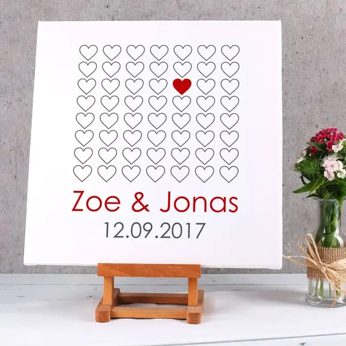 Leinwand zur Hochzeit 40 x 40 cm – mit Namen und Hochzeitsdatum