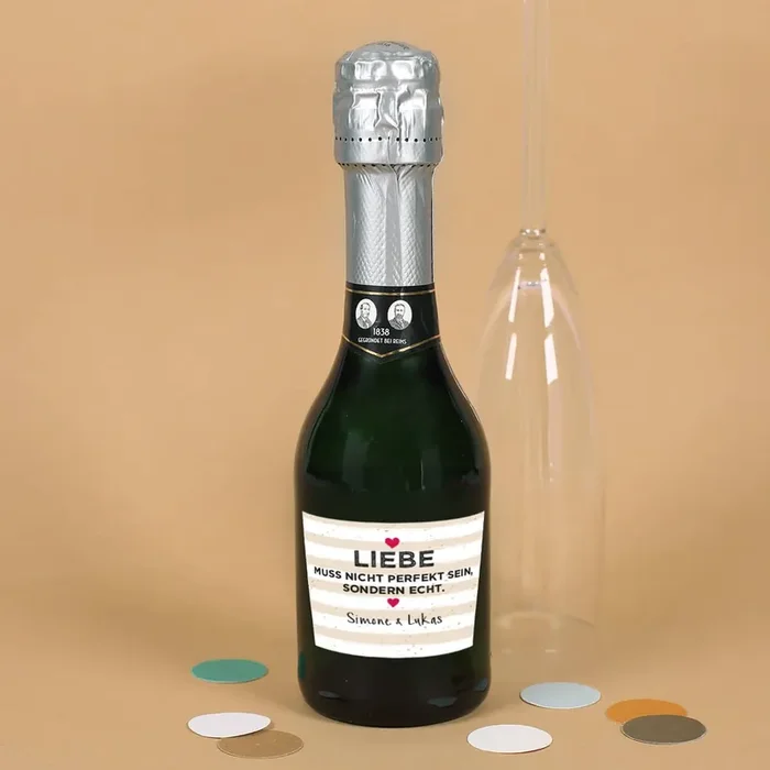 Liebe muss echt sein – kleiner Sekt mit persönlichem Etikett Geldermann Flaschengärung