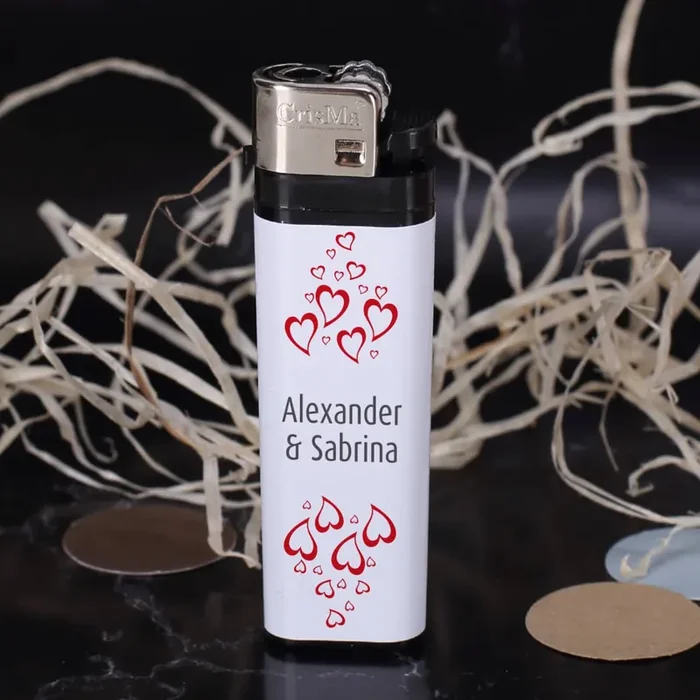 Liebes-Feuerzeug zur Hochzeit mit romantischen Aufkleber