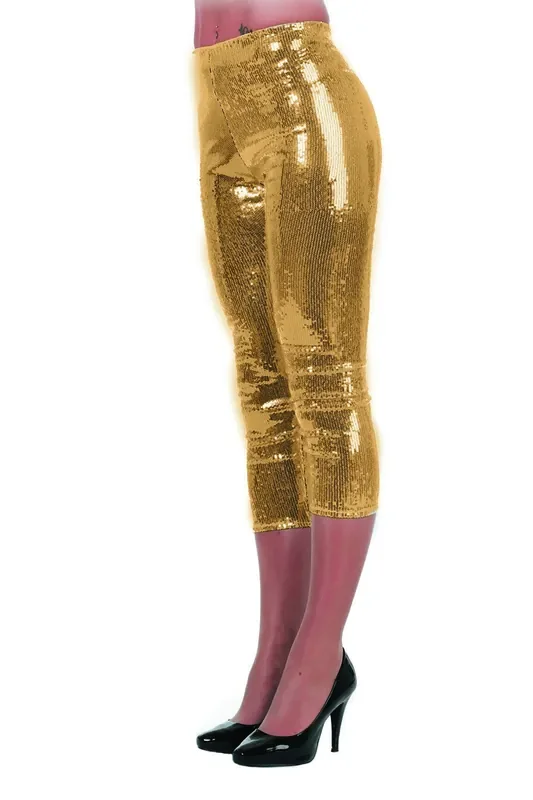 Pailletten Aus Goldener Legging Dehnen Sich Damen