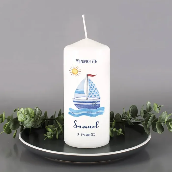 Patenkerze Segelschiff Blau