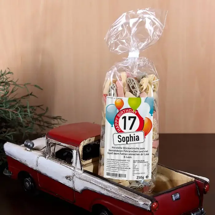 persönliche Auto-Nudeln für Fahranfänger zum 17. Geburtstag